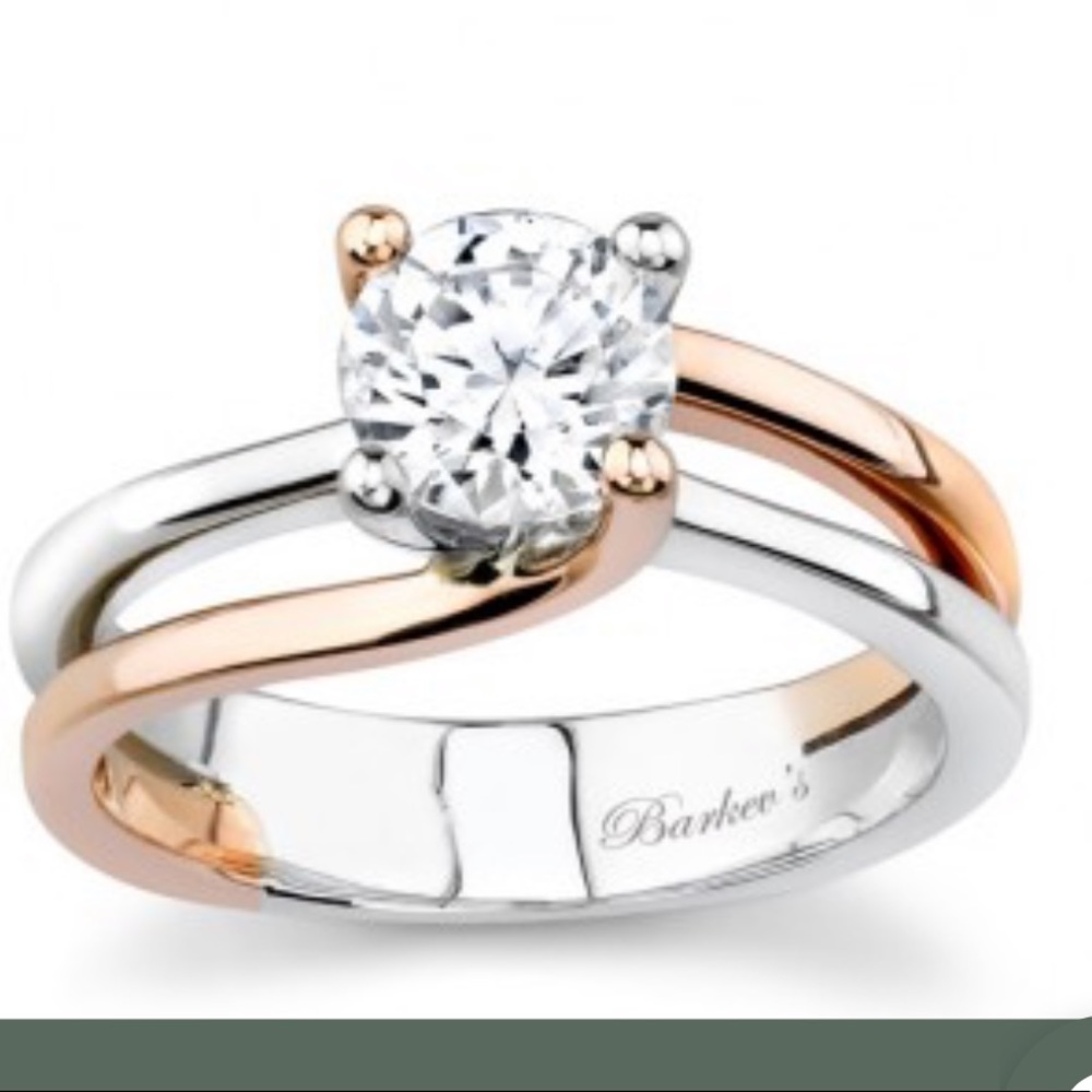 Barkevs Solitaire Diamond Two Tone Ring